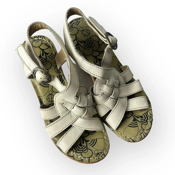 Fly London Grin White Cork Wedge Sandals 38 - Picture 3 of 7